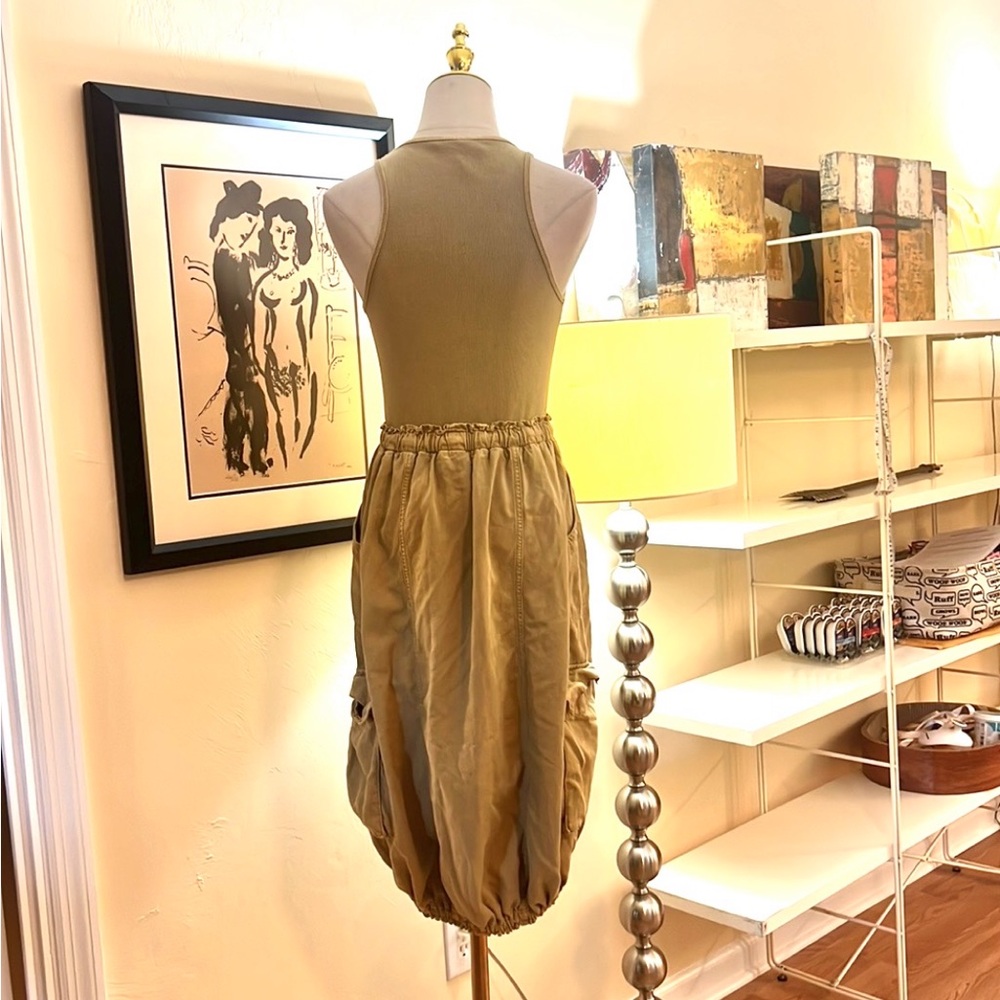 Anthropologie Daily Practice Dress Tank Twofer Midi Moss Boho Vacay,Size Medium - Picture 8 of 15